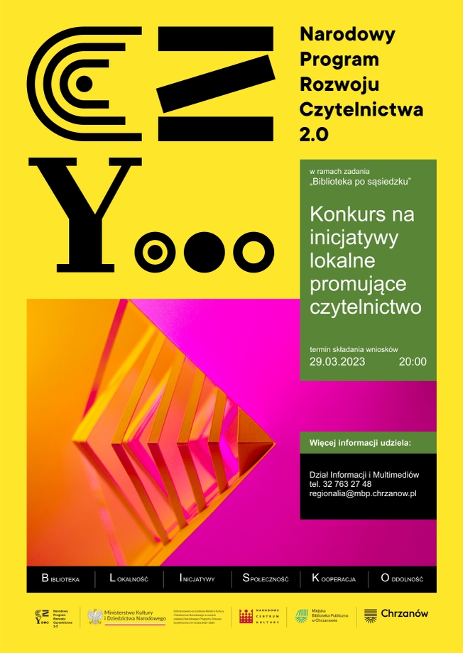 Plakat konkursu na inicjatywy lokalne promujące czytelnictwo