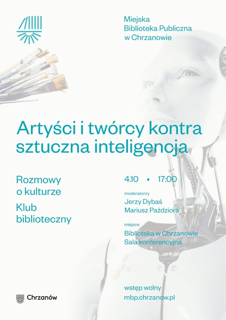 Artyści i twórcy kontra sztuczna inteligencja plakat S Rozmowy o kulturze Klub biblioteczny 4.10.2023